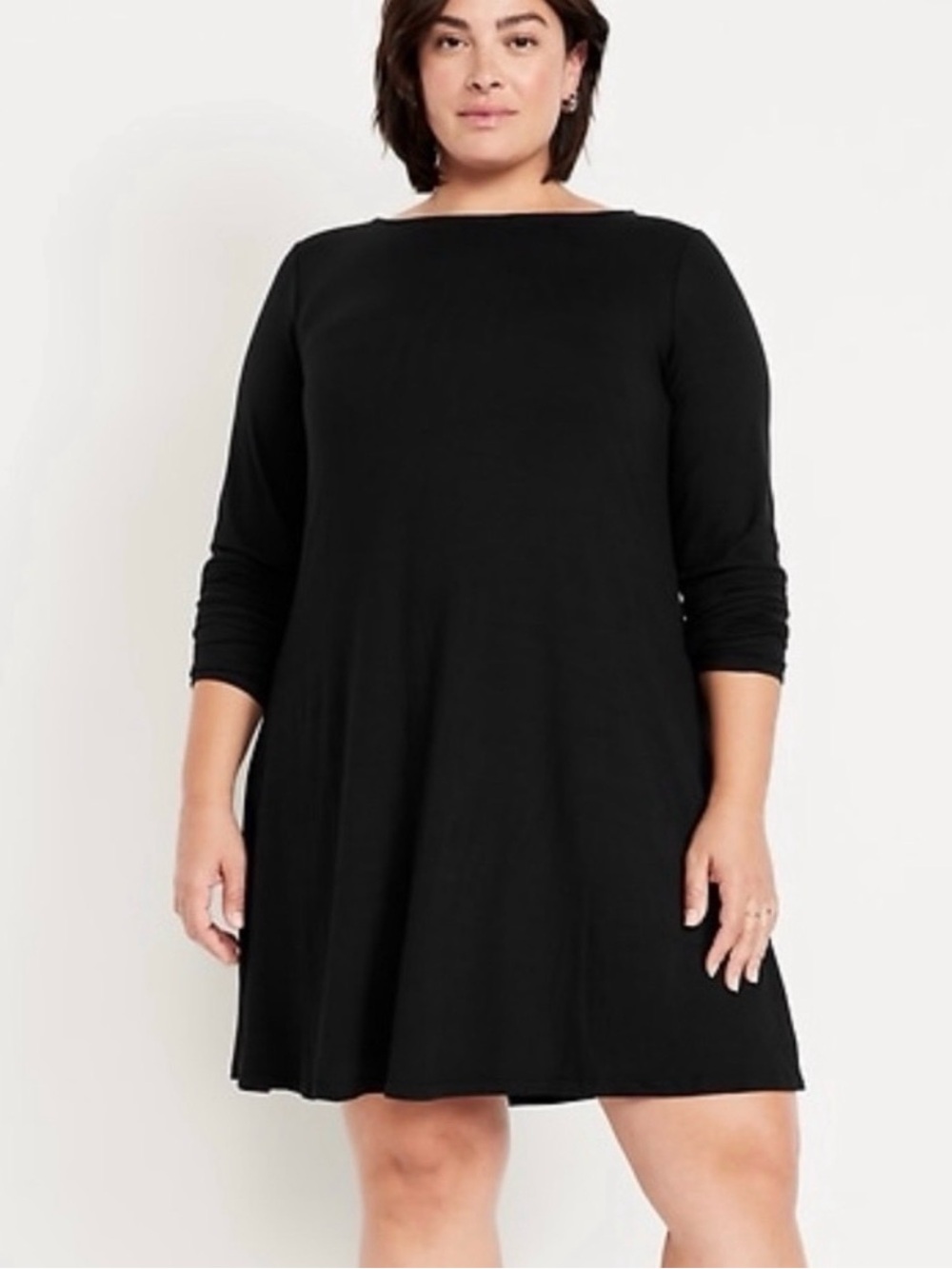 Old Navy Black Midi Swing Dress with Long Sleeves